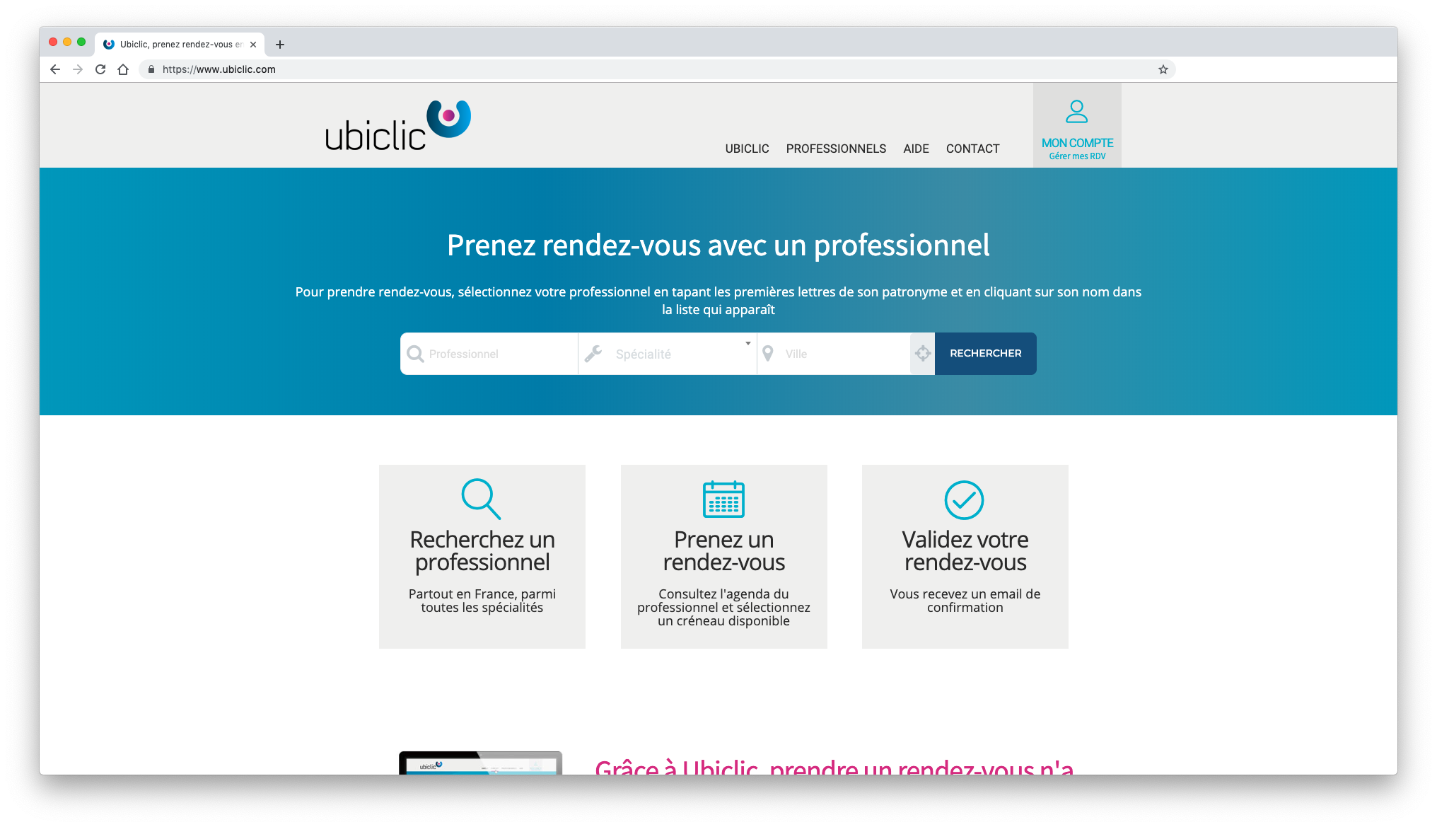 Ubiclic, la prise de rendez-vous par Internet